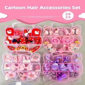 11 pcs Cartoon Gift Box Bow Hair Circle Bow Hair Clip Set for Kids